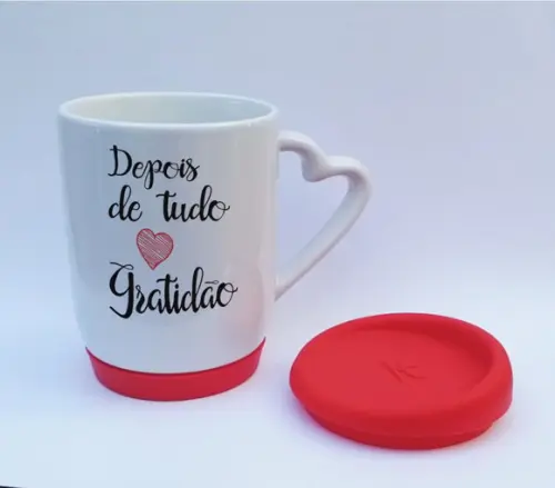 Caneca Gratidão - Tampa Fundo Silicone