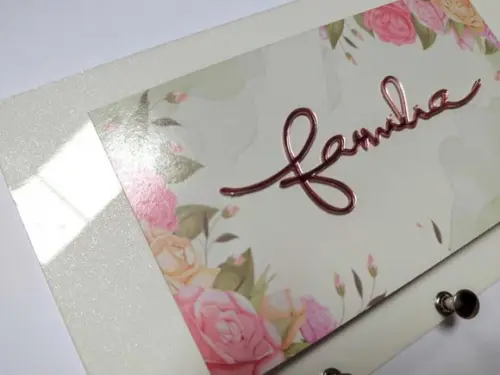 Porta Chaves Família - Floral Rosa