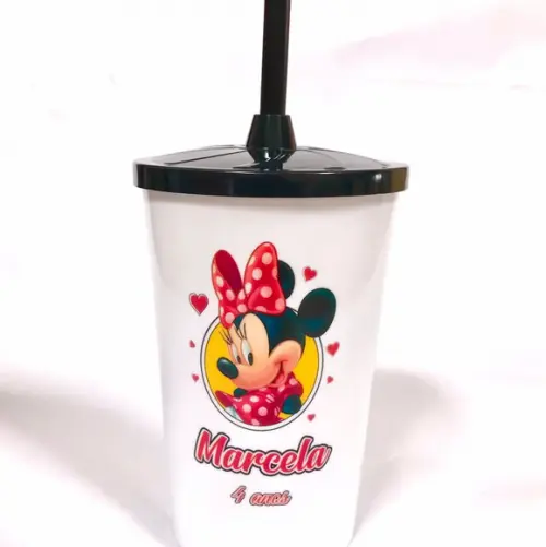10 Copos Happy Minnie Vermelha