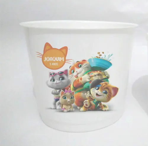 10 Baldes de Pipoca 44 Gatos - Impressão Direta