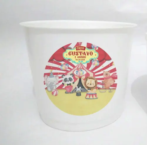 10 Baldes de Pipoca Circo Aquarela - Impressão Direta