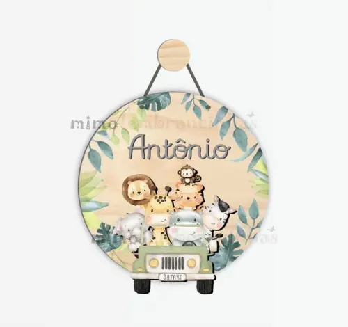 Placa decorativa Infantil Safari