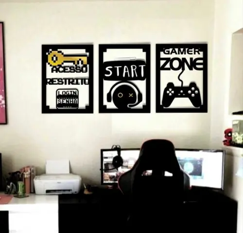 Quadro Trio Gamer Zone 35x50cm