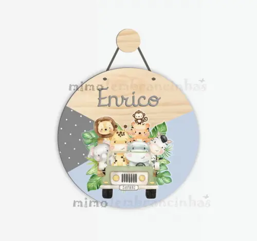 Placa decorativa Infantil Safari