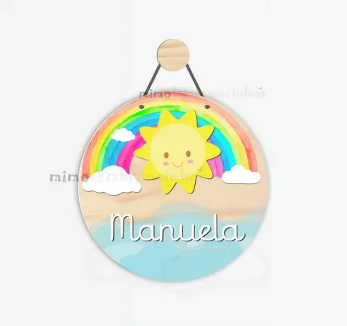 Placa decorativa Infantil Arco Iris