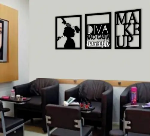 Quadro Maquiagem Makeup Trio de Quadros