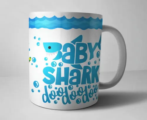 Caneca Baby Shark Porcelana c/foto