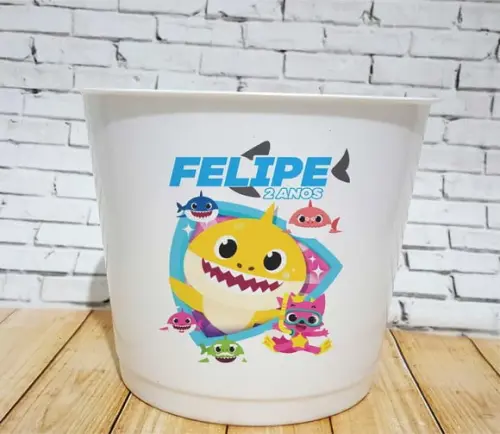 10 Baldes de Pipoca Baby Shark- Impressão Direta