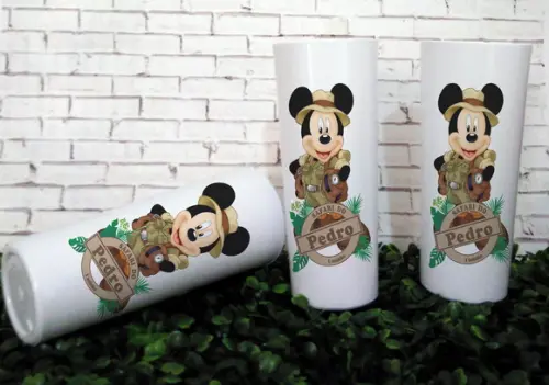 10 Copos Long Drink Mickey Safari Frente e Verso