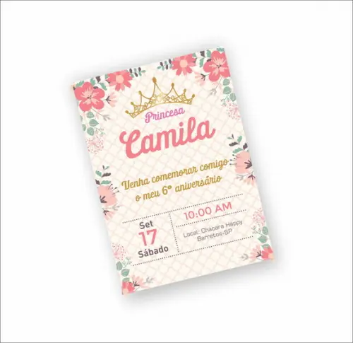 Convite 10x15cm Princesa