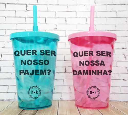 Copo Convite Pajem e Daminha
