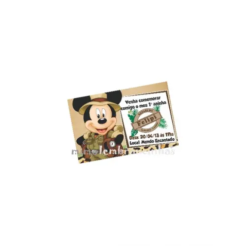 Convite 10x15cm Mickey Safari