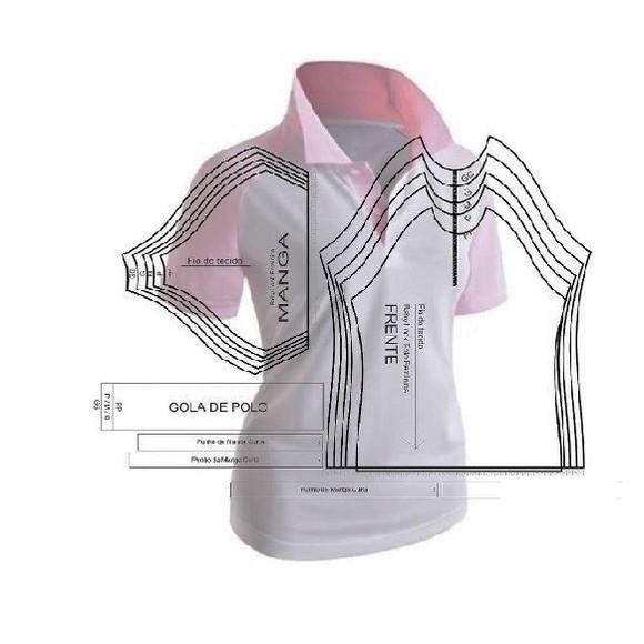 (molde Digital) Baby Look Gola Polo Raglan Pp ao Gg