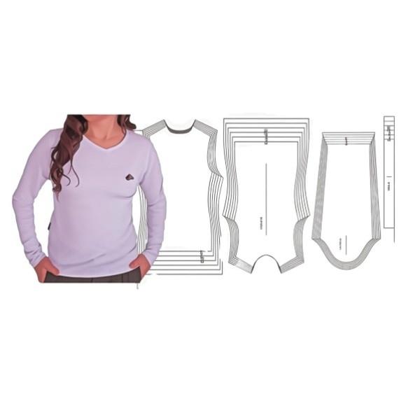 (molde Digital) Baby Look Tradicional Feminina m Longa