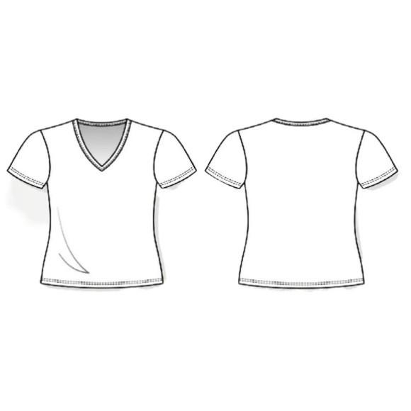 (molde Digital) Babylook Manga Curta Gola V Plus Size