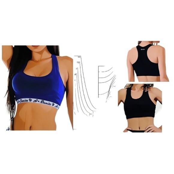 (molde Digital) Top Nadador Lingerie e P Academia 2 em 1