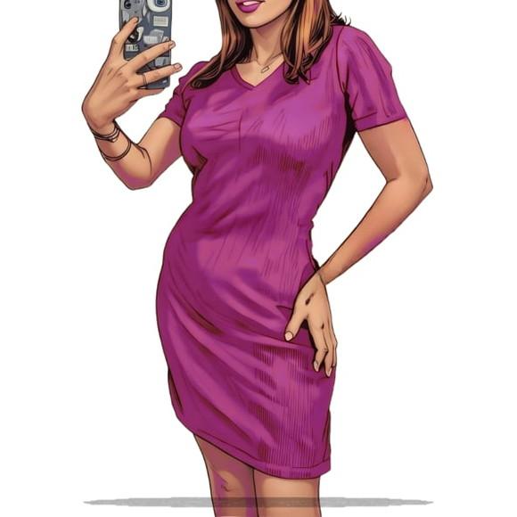 (molde em Pdf) Vestido Adulto Gola V m Curta do Pp ao Gg