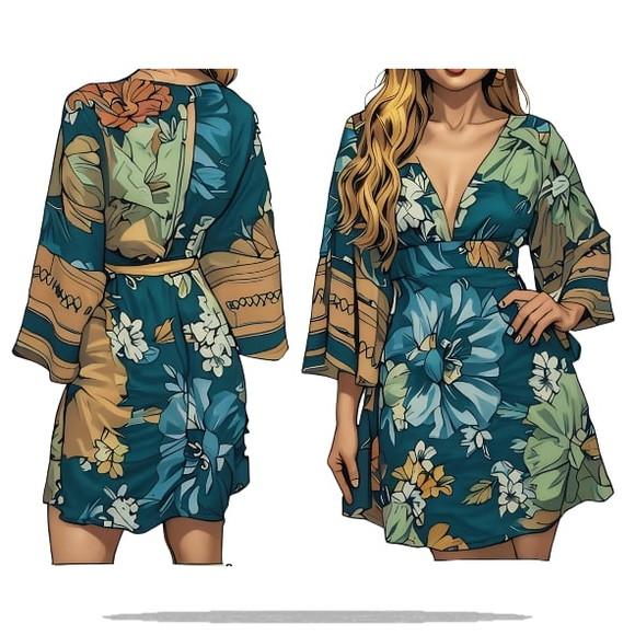 (molde em Pdf) Vestido Adulto Fem Decote Xale P ao Gg
