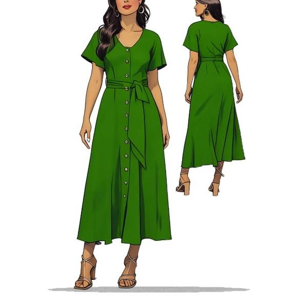 (molde em Pdf) Vestido Chamise com Botoes Adulto P ao Xxg