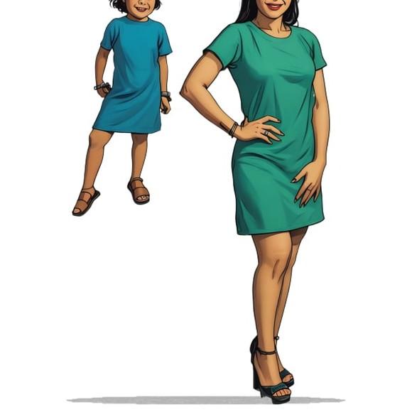 (molde em Pdf) Vestido Basico Mae e Filha Pp ao Gg e 2 ao 16