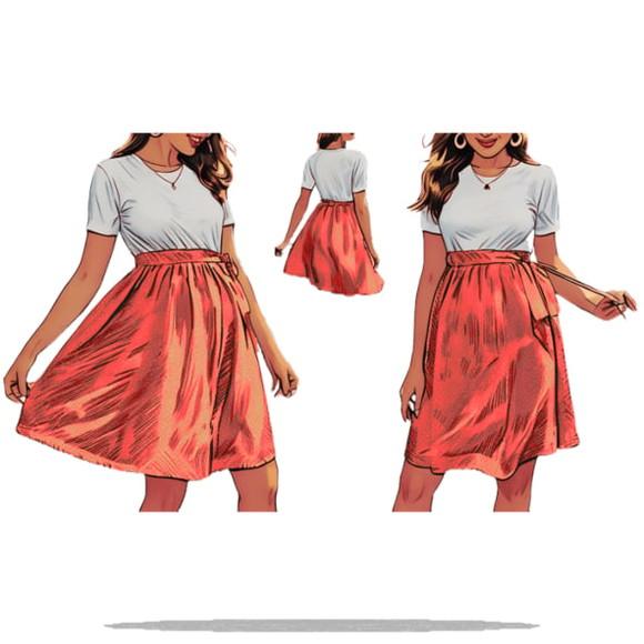 (molde em Pdf) Vestido Gravida com Cinto do P ao Xg