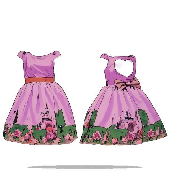 (molde em Pdf) Vestido Costas Coração Infantil 2 a 12 Anos