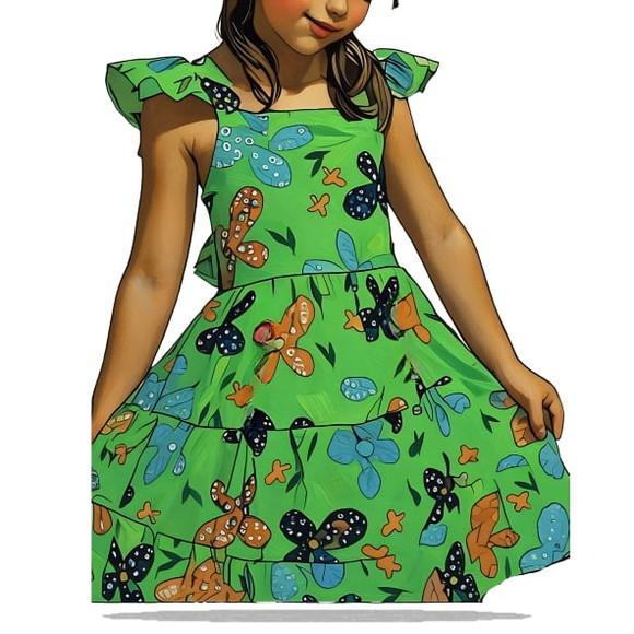 (molde em Pdf) Vestido Inf Saia 3 Maria Alças Babado 2 ao 14