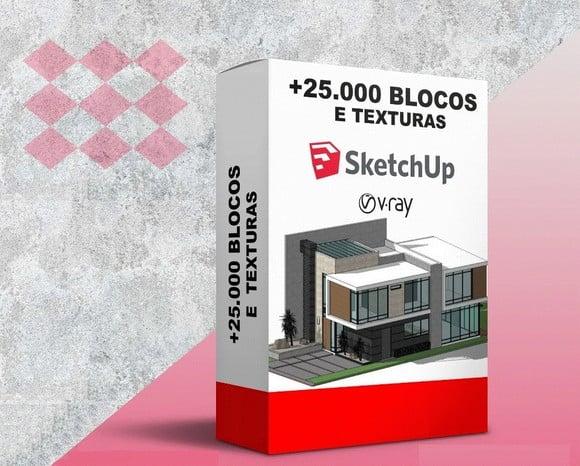 +25.000 Blocos E Texturas P/ Sketchup E V-ray + Super Bônus