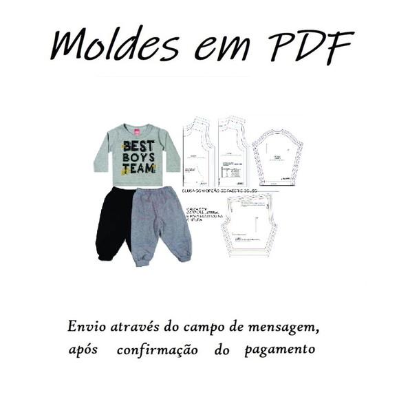 Kit Moldes Modelagem Básica P Calça + Blusa Moletom Bebê