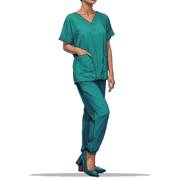 Modelagem Digital em pdf de Pijama Fem Scrub do P ao Xxg