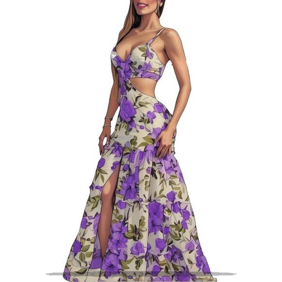 Modelagem Digital em pdf de Vestido Longo Aberto P ao Xxg
