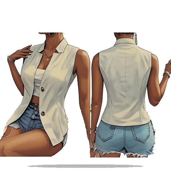 Modelagem em pdf de Blazer Fem sem Mangas do P ao Xxg