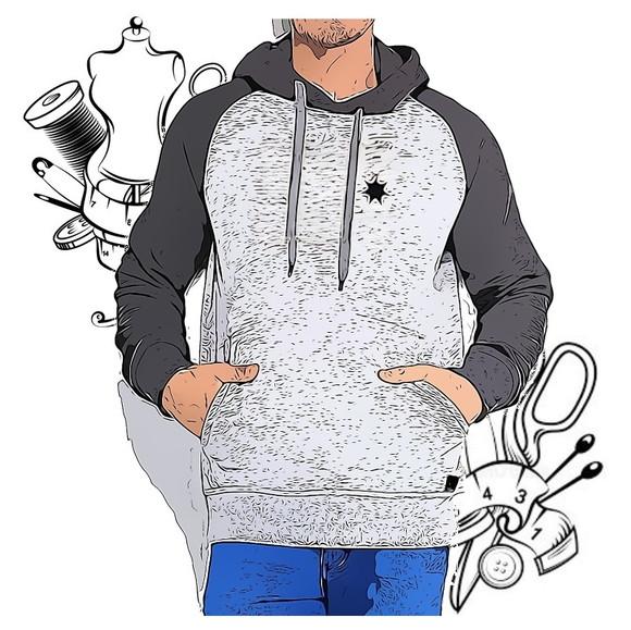 Modelagem em pdf de Blusao Canguru Raglan P ao Gg #125