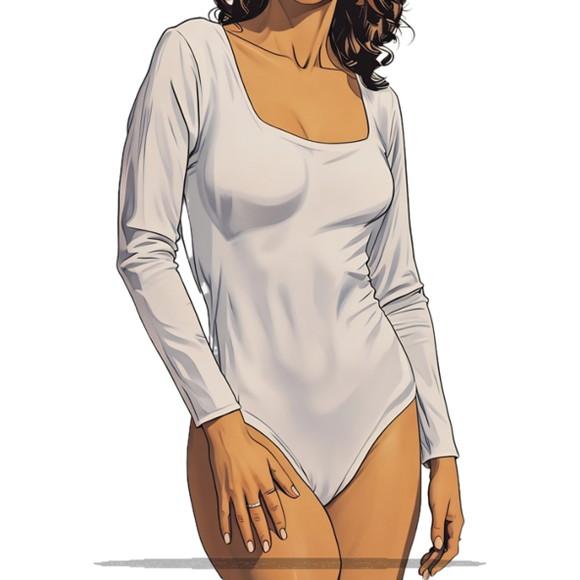 Modelagem em pdf de Body Manga Longa Decote Quadrado P - Xxg