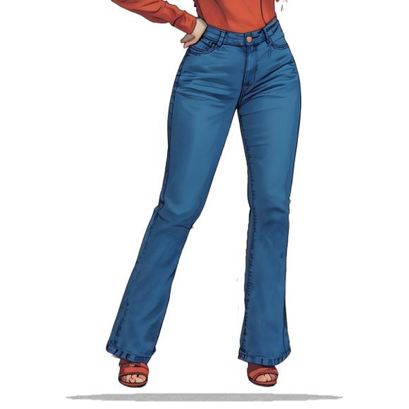 Modelagem em pdf de Calça Jeans Fem Adulto Boca Larga 36-48