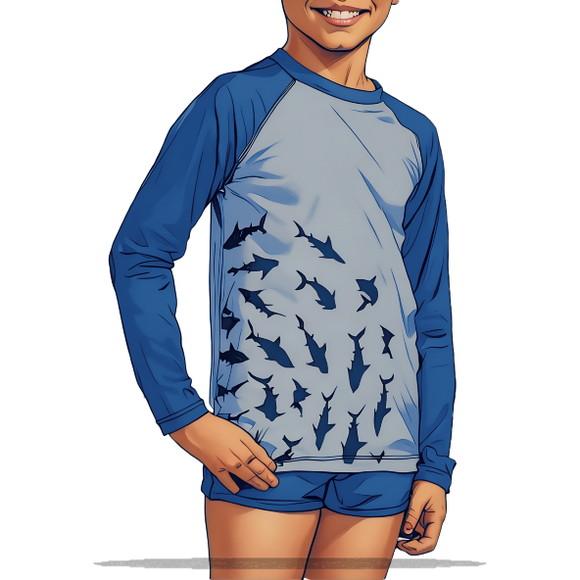 Modelagem em pdf de Camiseta Inf Proteçao Solar 2 a 10 Anos