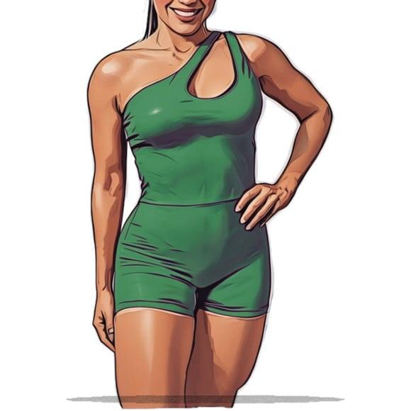 Modelagem em pdf de Macaquinho Fitness Um Ombro P ao Gg