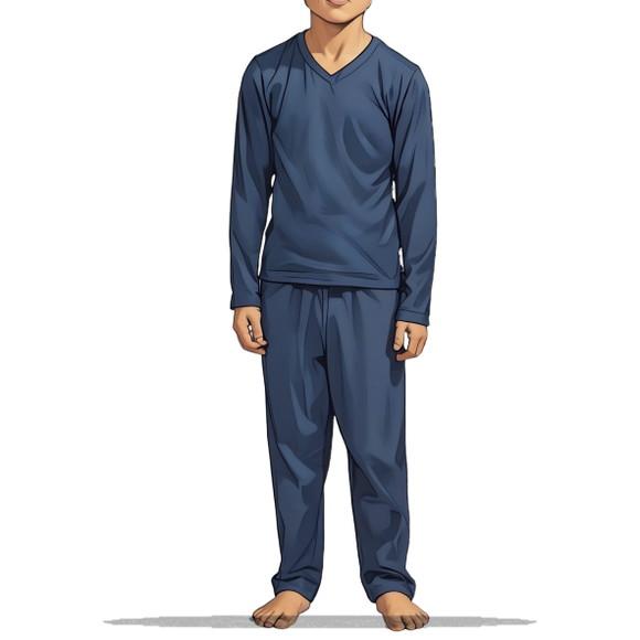 Modelagem em pdf de Pijama Gola V Infantil Inverno 2 ao 14