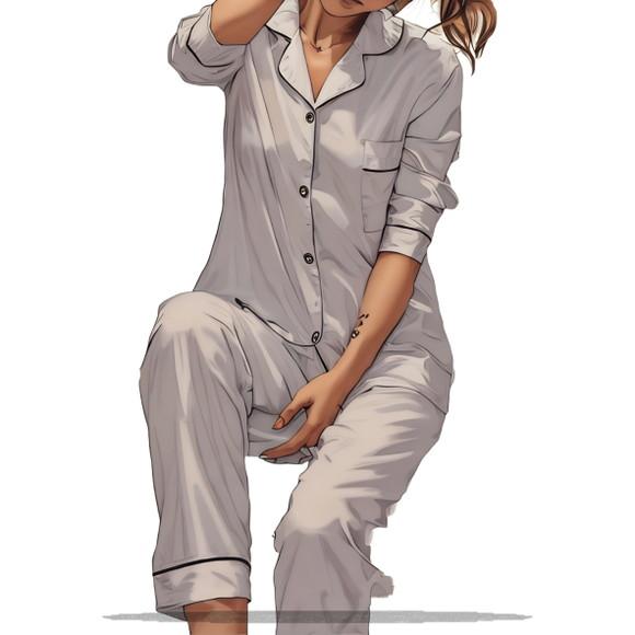 Modelagem em pdf de Pijama Ingles Fem Longo Cetim do P ao Gg