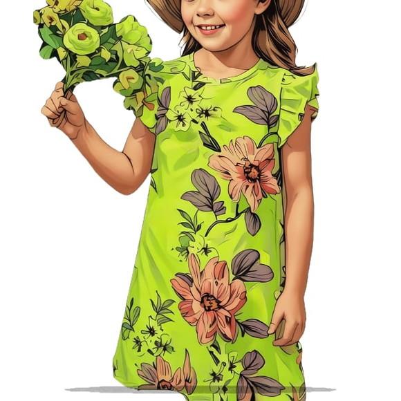 Modelagem em pdf de Vestido Inf Babado nos Ombros 4 ao 14