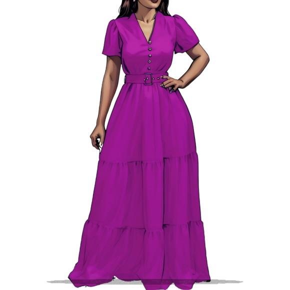 Modelagem em pdf de Vestido Longo com Botoes do Pp ao Xxg