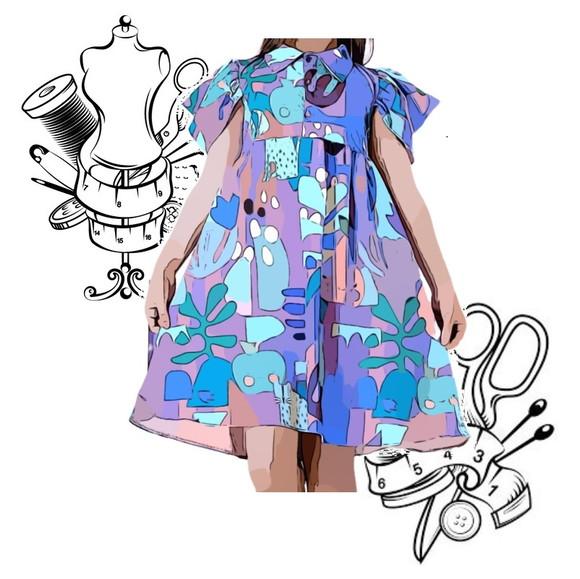Modelagem em pdf de Vestido Rodado de 1 a 12 Anos #150