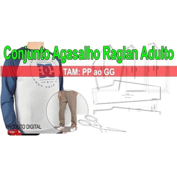 Molde Agasalho Moletom Raglan Adulto Calça e Blusa Pp ao Gg