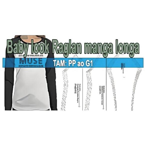 Molde Baby Look Raglan Manga Longa