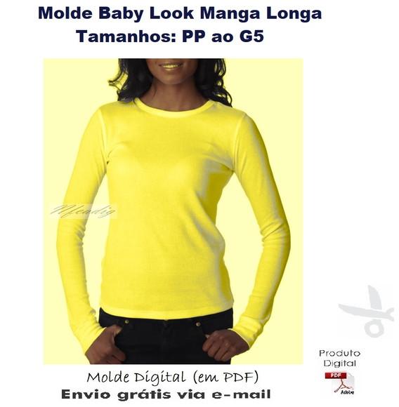 Molde Baby Look Tradicional Manga Longa #319