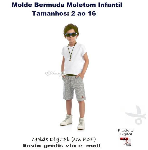 Molde Bermuda Moletom Infantil Masculino #340