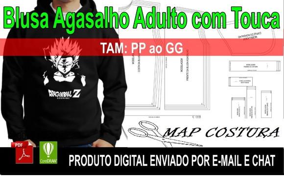 Molde Blusa Agasalho Moletom Adulto com Touca