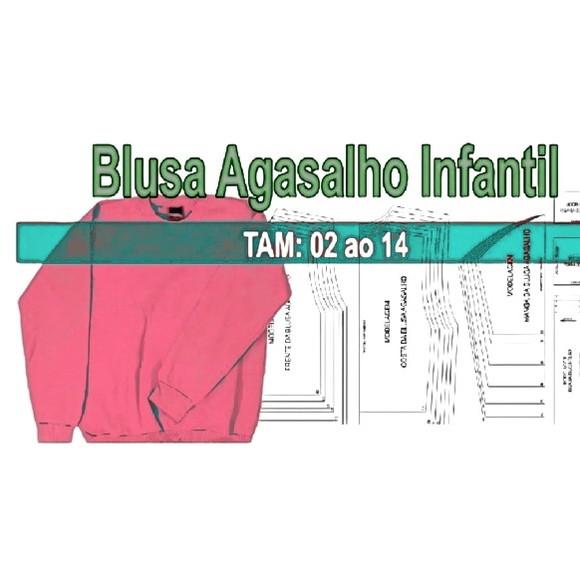 Molde Blusa Agasalho Moletom Infantil sem Touca 2 ao 14