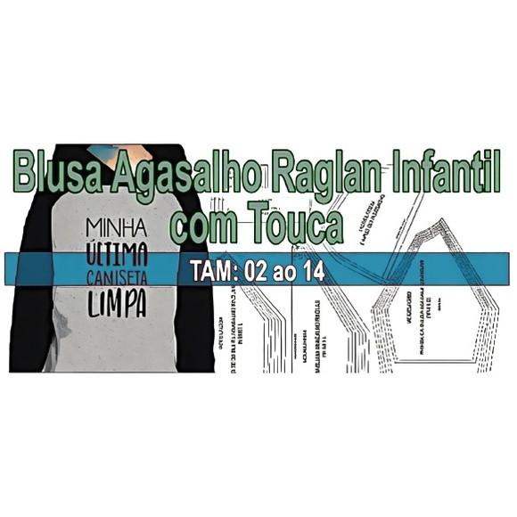 Molde Blusa Agasalho Moletom Raglan Infantil com Touca 2 ao