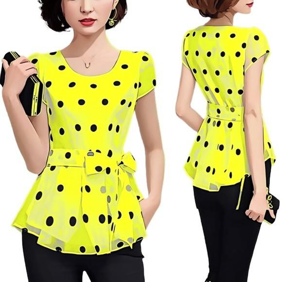 Molde Blusa Feminina Manga Curta Laço na Cintura 36 ao 46